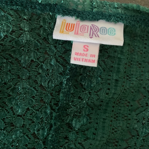 LuLaRoe Monroe Kimono- emerald green lace - Small - Picture 3 of 6